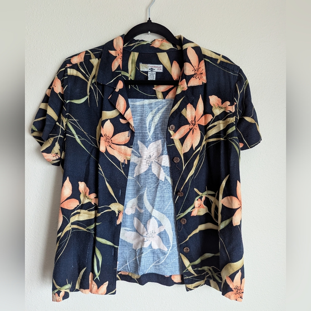 Caribbean Joe Tropical Floral Top Size S